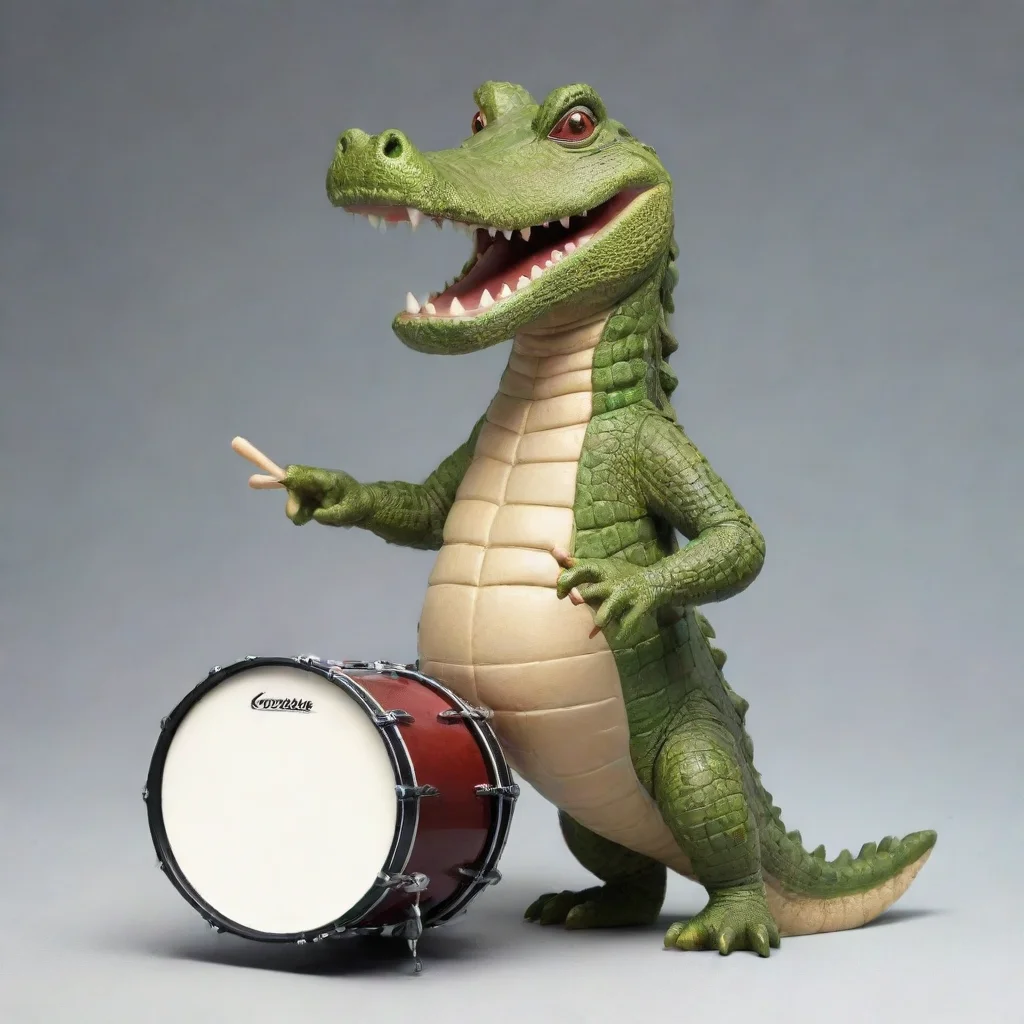 aiartstation art crocodile playing drums confident engaging wow 3