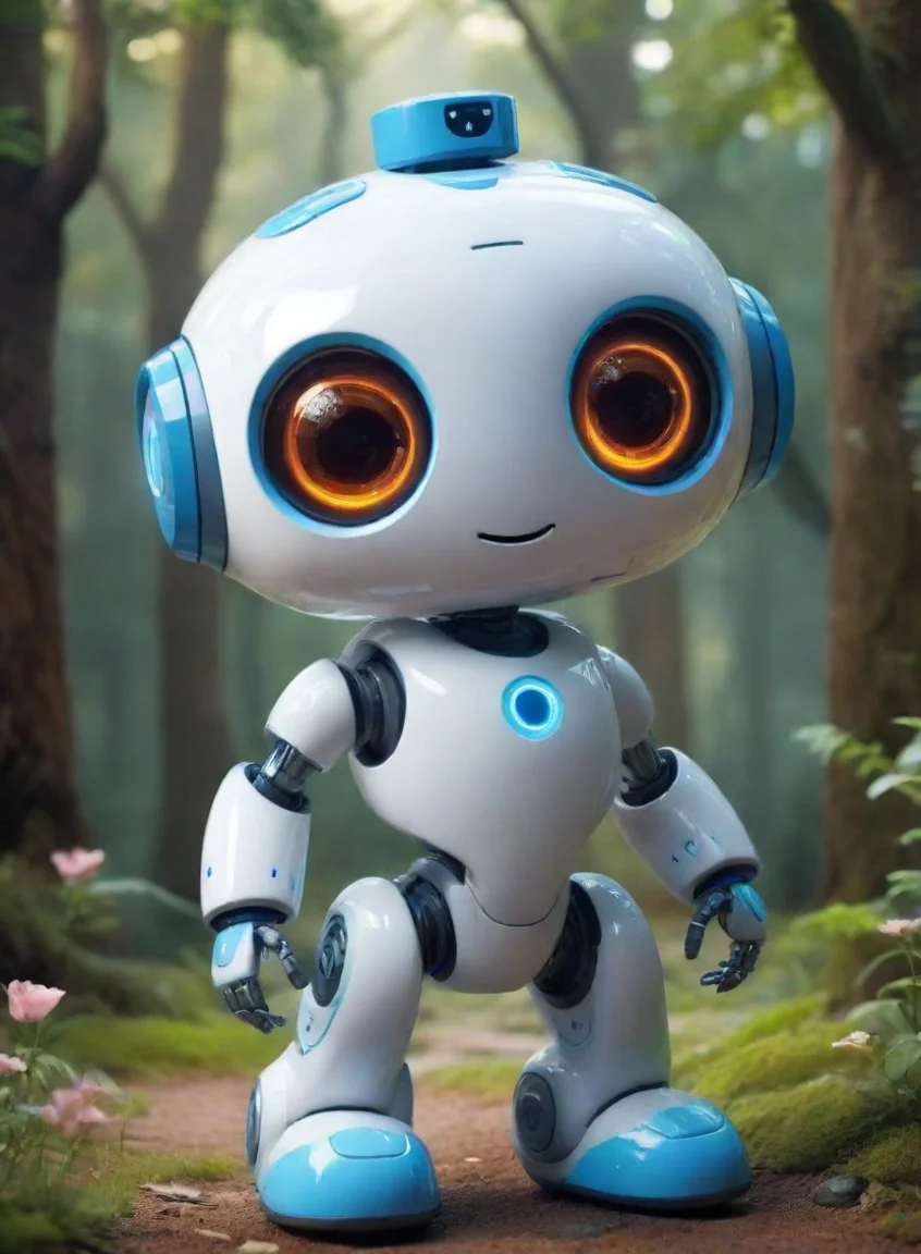 aiartstation art cute ai robot helper happy amazing wonderland robotics futuristic fun enchanting environment confident engaging wow 3 portrait43