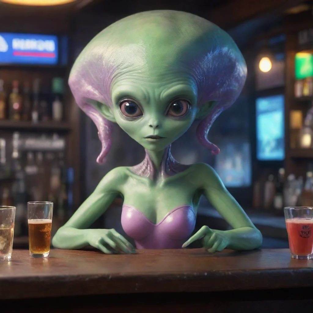 aiartstation art cute alien girl bar hd confident engaging wow 3