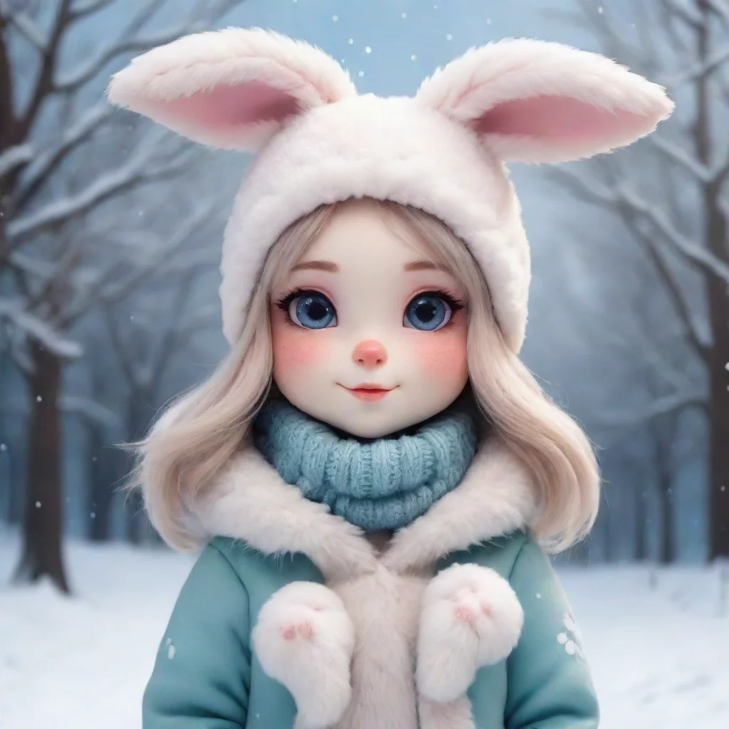 aiartstation art cute anthropomorphic bunny girl winter confident engaging wow 3