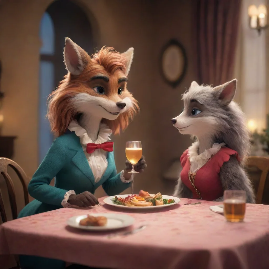 aiartstation art cute anthropomorphic furry woman romantic dinner confident engaging wow 3