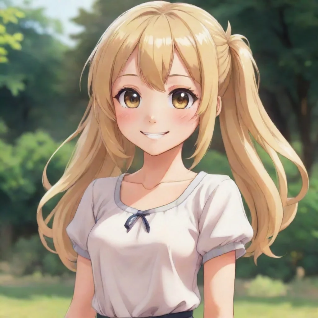 aiartstation art cute blonde anime girl smiling standing confident engaging wow 3