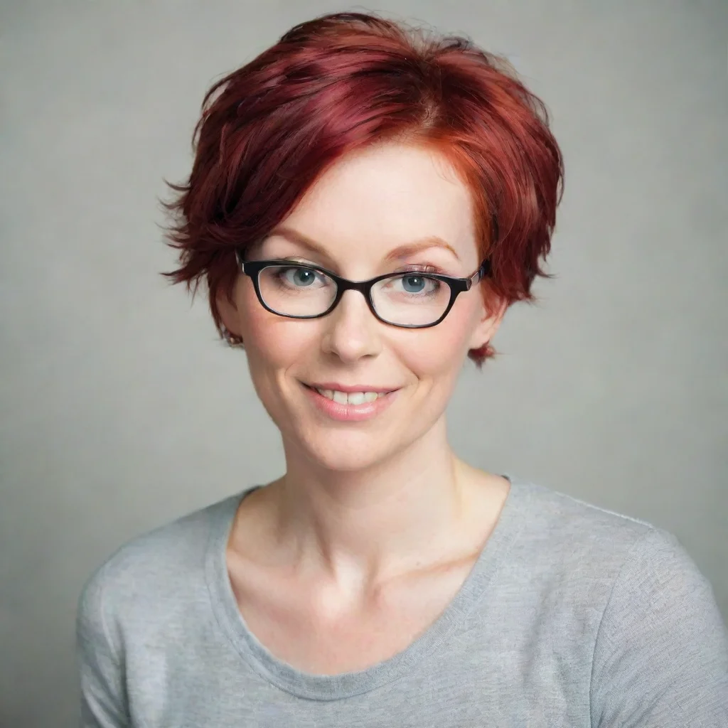 aiartstation art cute nerdy mother with short red hair confident engaging wow 3