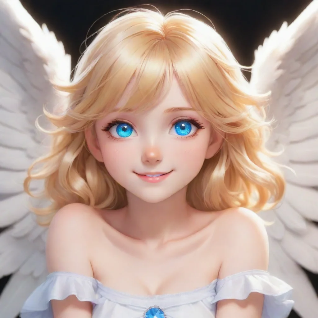 artstation art cute smiling blonde anime angel with blue eyes confident engaging wow 3