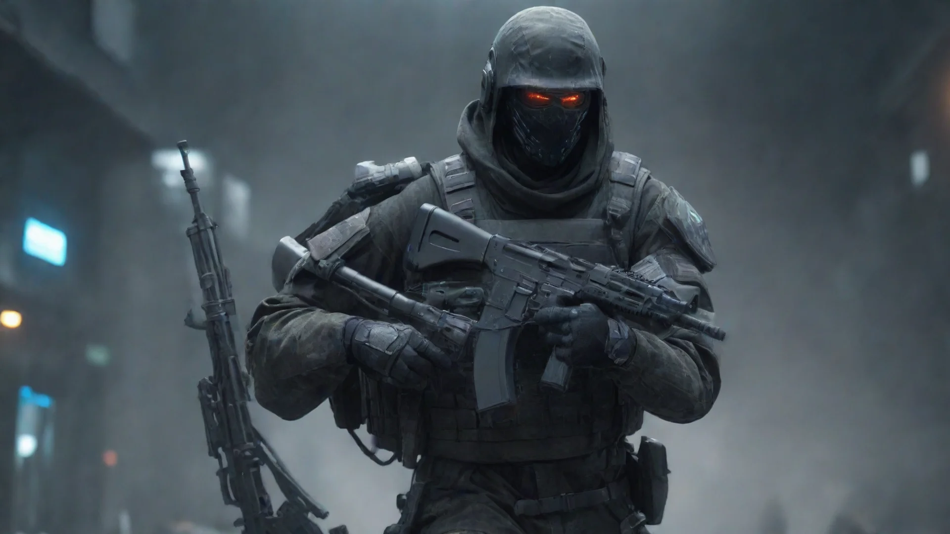 aiartstation art cyber soldier with ak47 confident engaging wow 3 wide