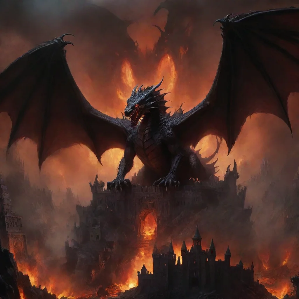 aiartstation art dark dragon flying around a demon fortress in hell confident engaging wow 3