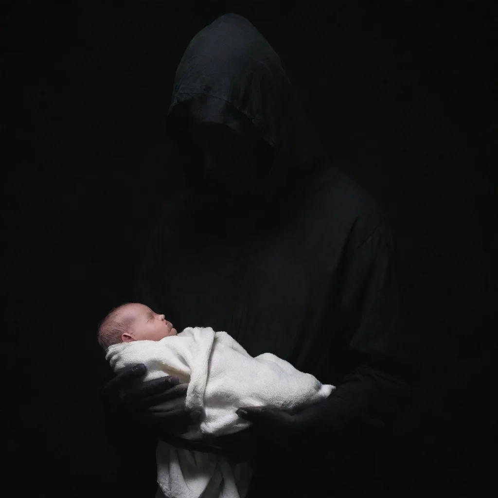 aiartstation art dark figure holding a newborn baby confident engaging wow 3