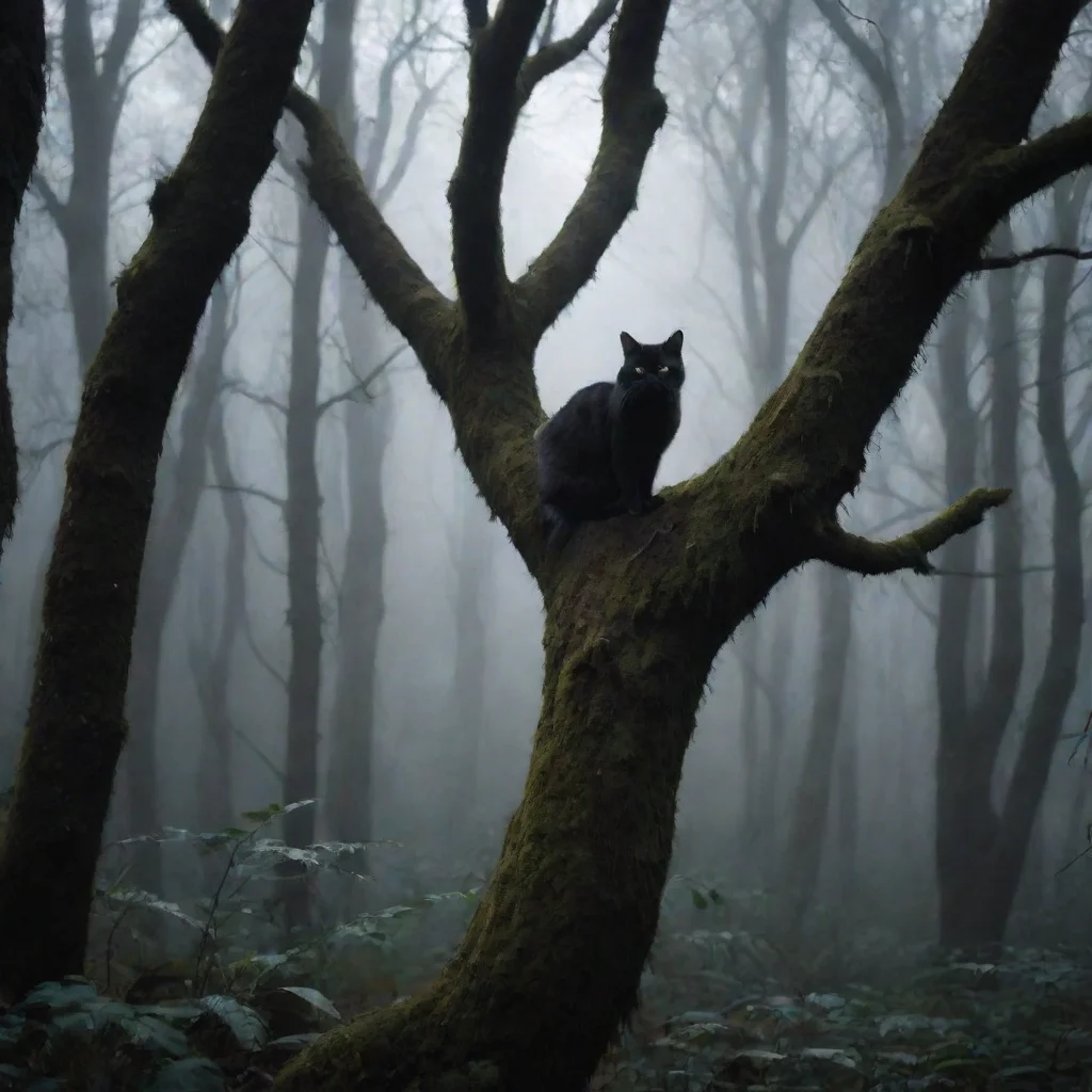 aiartstation art dark forest with cat in tree confident engaging wow 3