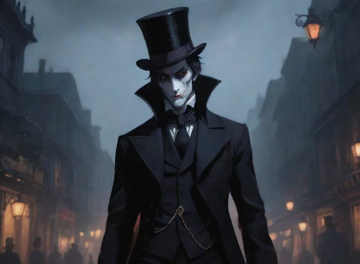 aiartstation art dark horror vampire in suit tophat town 1800s anime ghibli hd aesthetic  confident engaging wow 3 landscape43