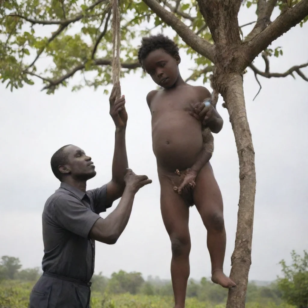 aiartstation art dark man hanging a nwborn baby from a tree confident engaging wow 3