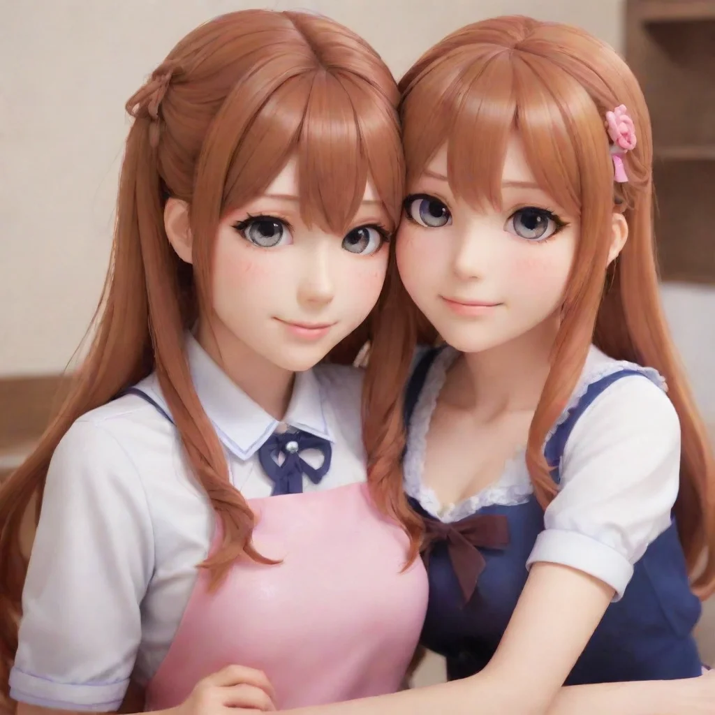 aiartstation art ddlc monika and yuri glued togegher confident engaging wow 3