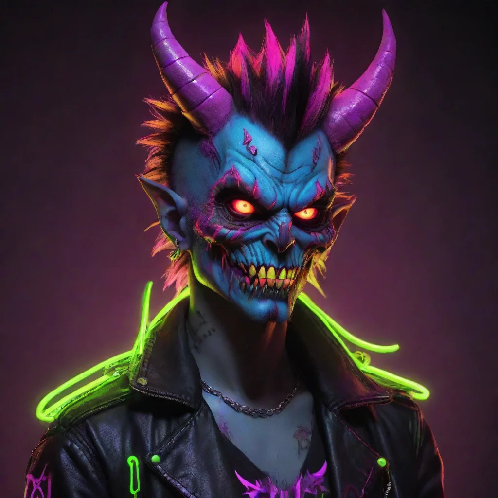 aiartstation art demon neon punk confident engaging wow 3