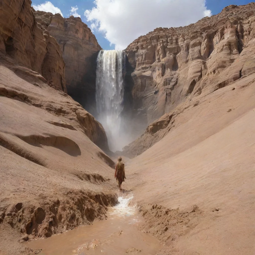 aiartstation art desert with angel who water fall down in dirt confident engaging wow 3