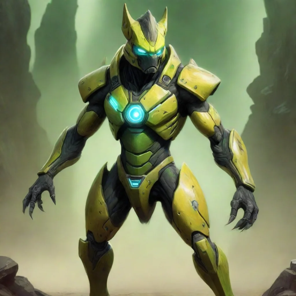 aiartstation art digital art hd detailed protogen green and yellowish confident engaging wow 3