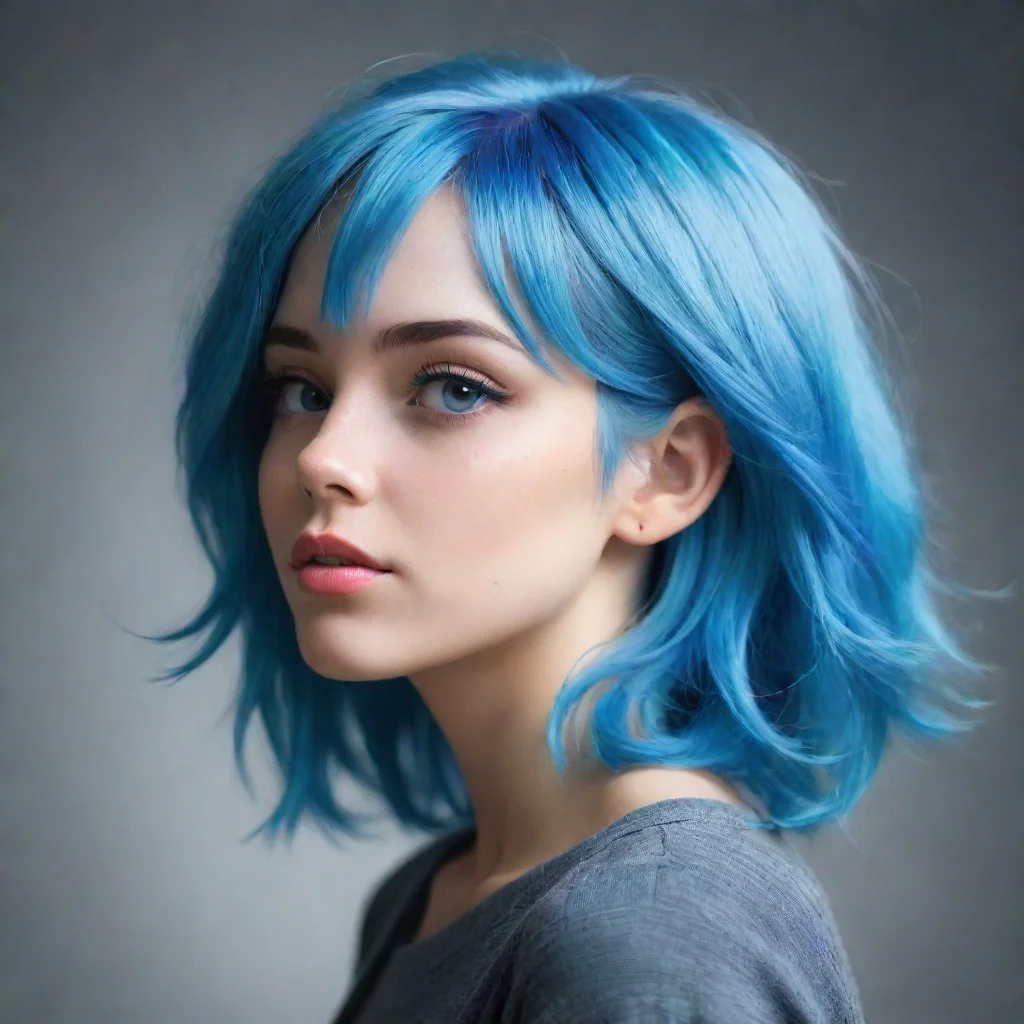 aiartstation art digital art profile pic of a girl with blue hair confident engaging wow 3