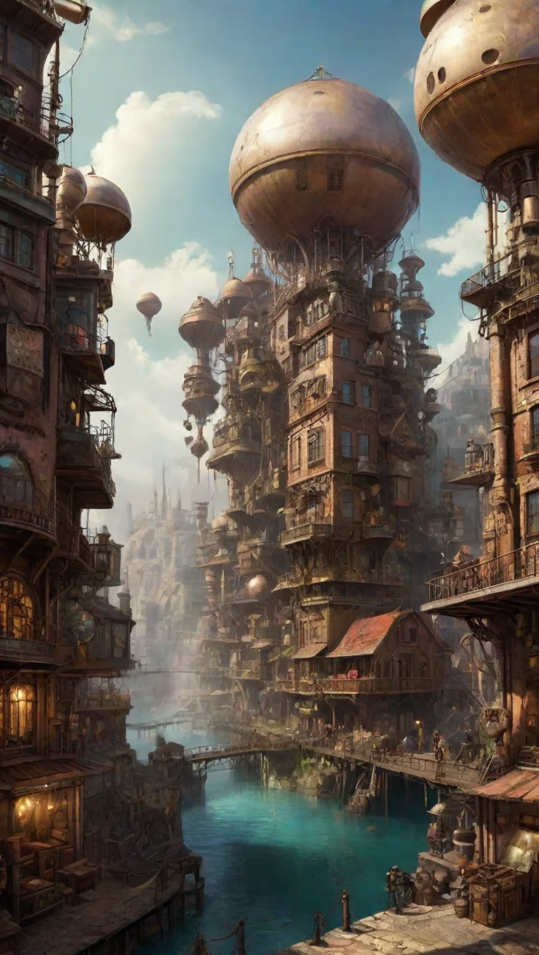aiartstation art digital art steampunk chill town epic lovely detailed world venus colony confident engaging wow 3 tall