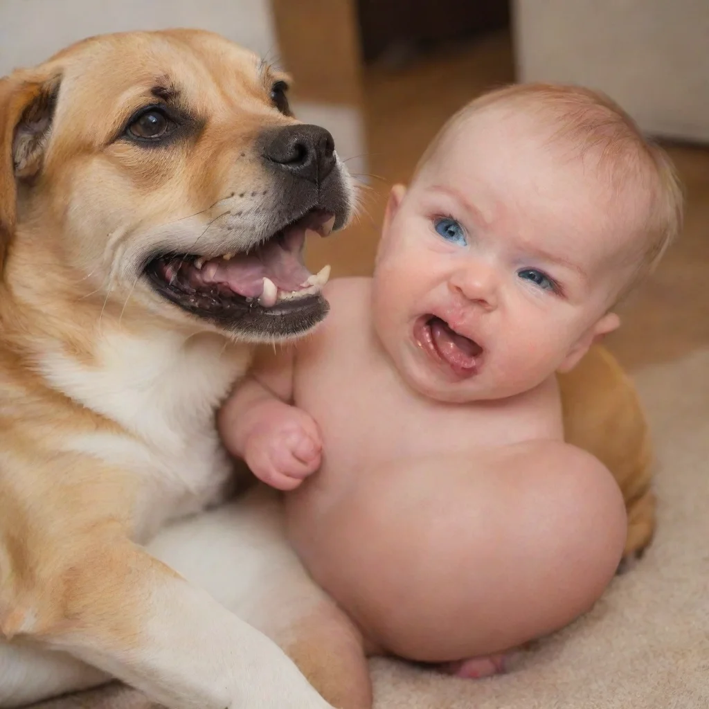 aiartstation art dog biting a baby confident engaging wow 3