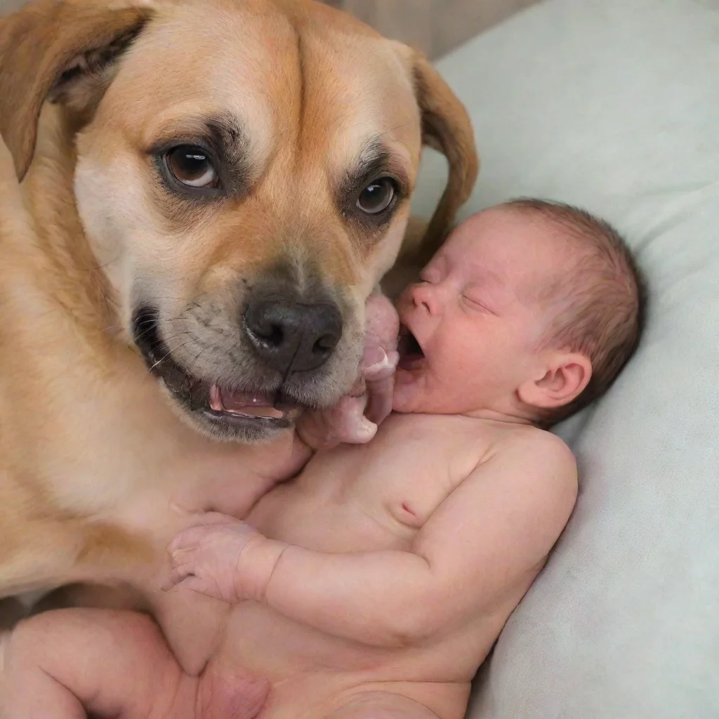 aiartstation art dog biting a newborn baby confident engaging wow 3