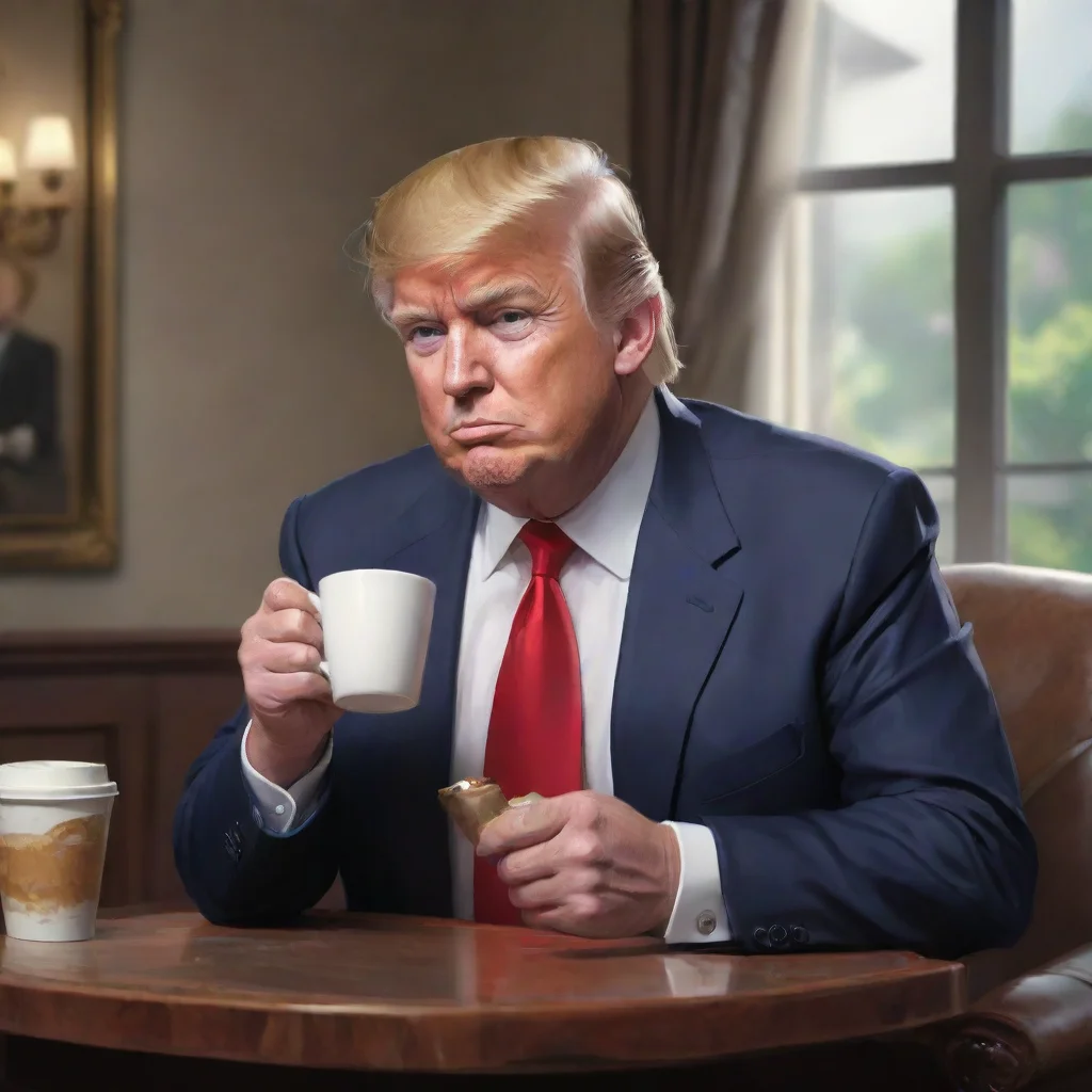 aiartstation art donald trump having a coffee confident engaging wow 3
