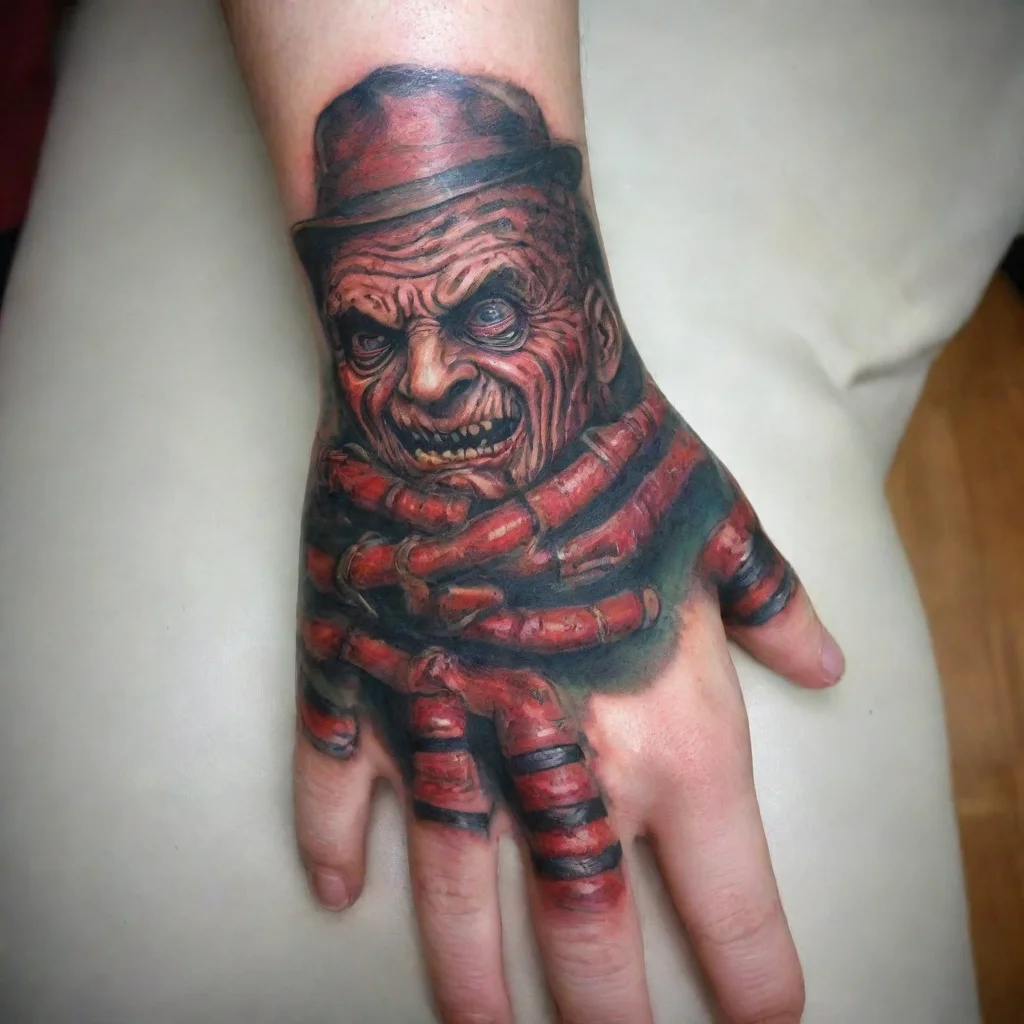 artstation art doodle style tattoo of freddy krueger glove confident engaging wow 3