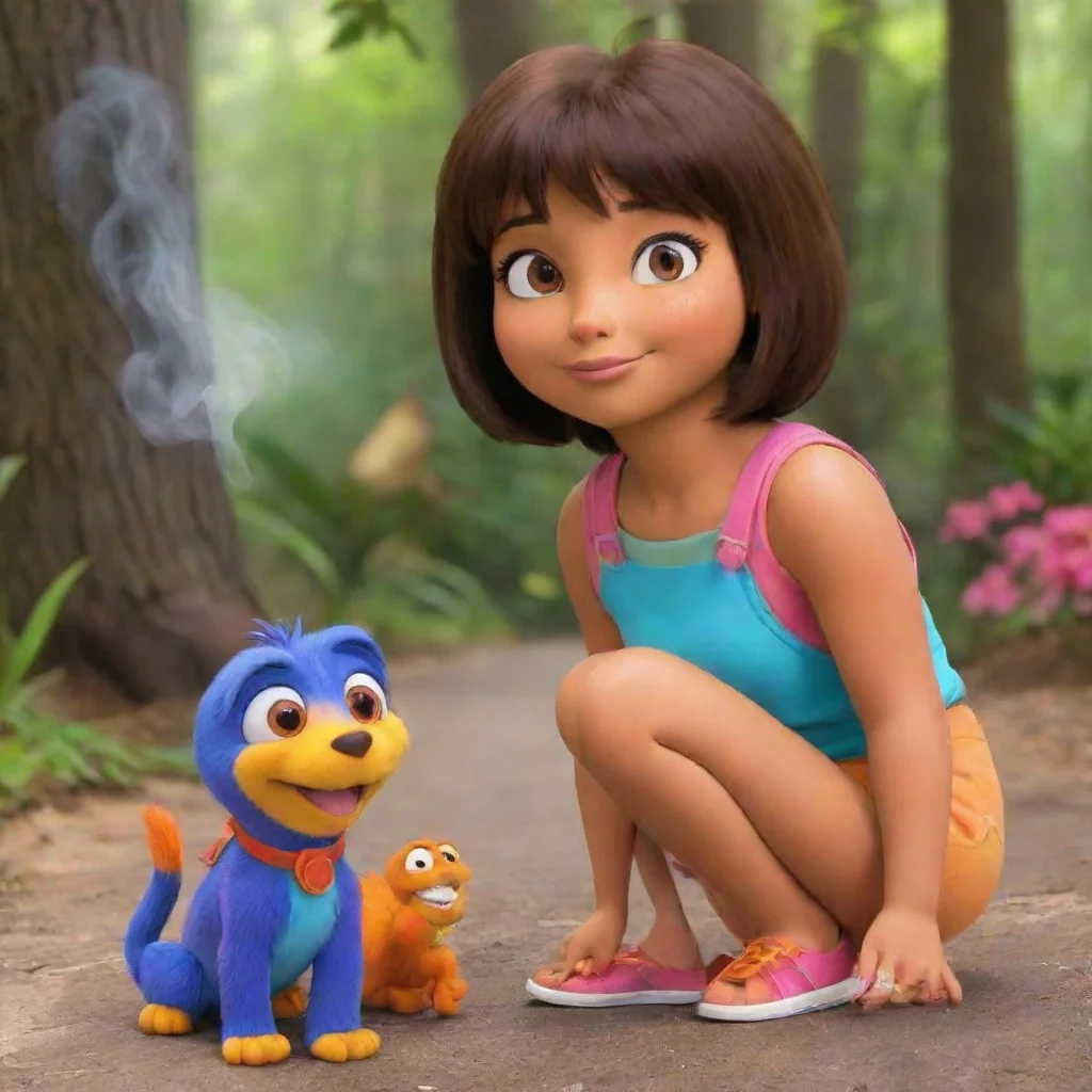 aiartstation art dora the explorer on a smoke break with swiper confident engaging wow 3