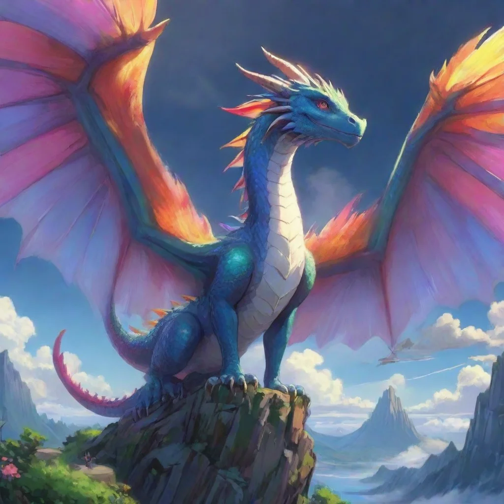 aiartstation art dragon colorful wings ghibli anime beautiful majestic hd aesthetic best quality artstation confident engaging wow 3