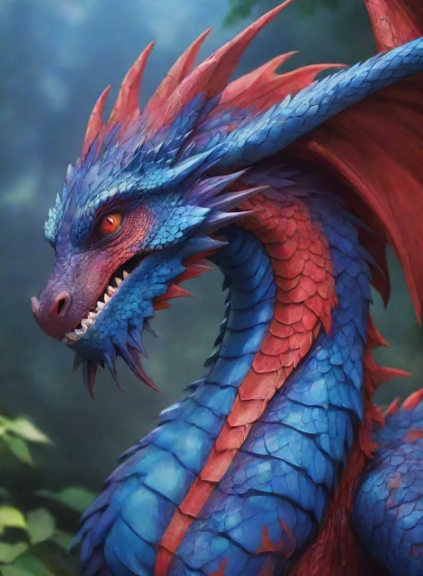 aiartstation art dragon with blue and red scales anime confident engaging wow 3 portrait43