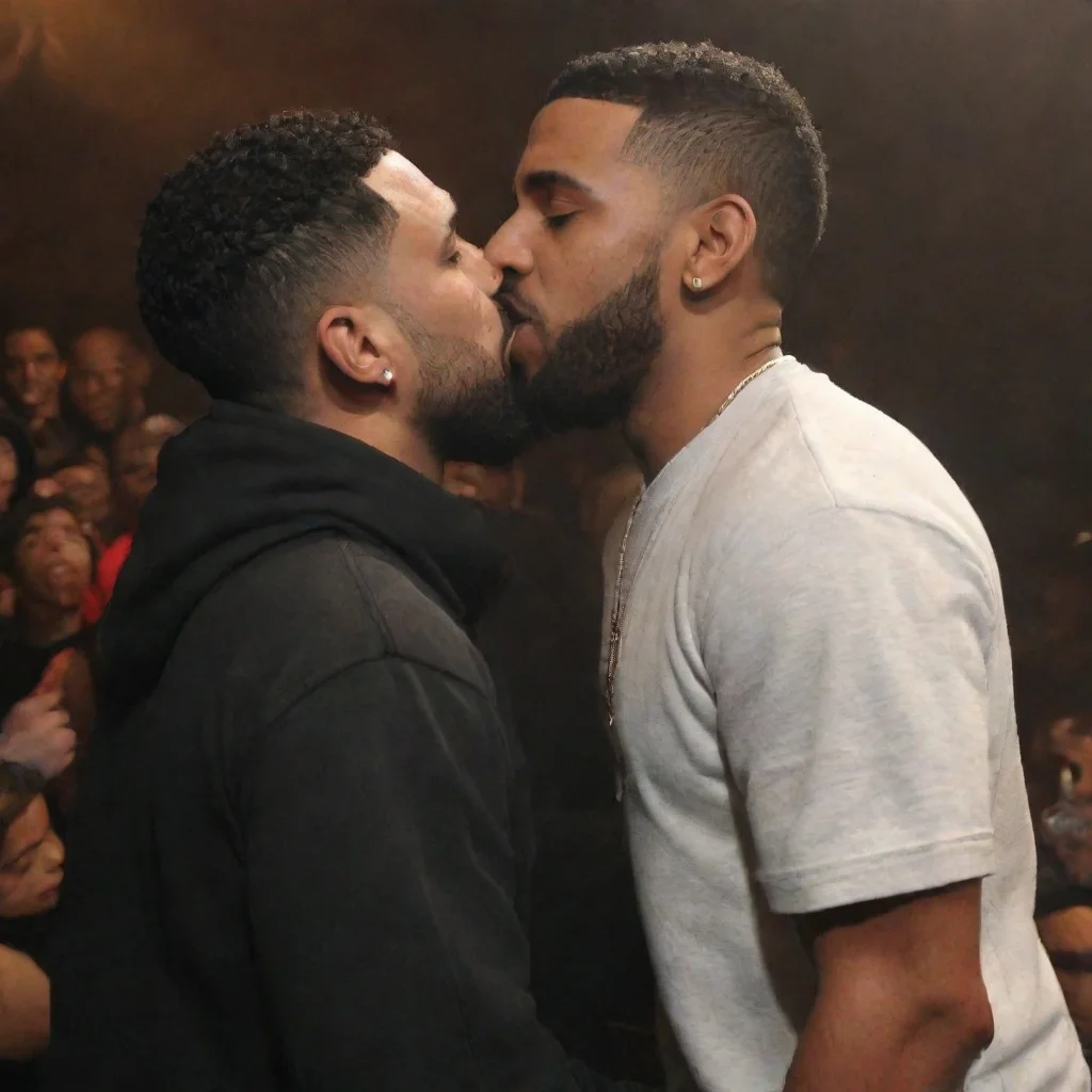 aiartstation art drake and kendrick lamar kissing confident engaging wow 3