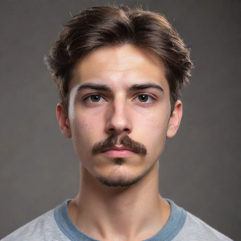 aiartstation art draw a 20 year old boy with a mustache and goatee who is suffering from depression confident engaging wow 3