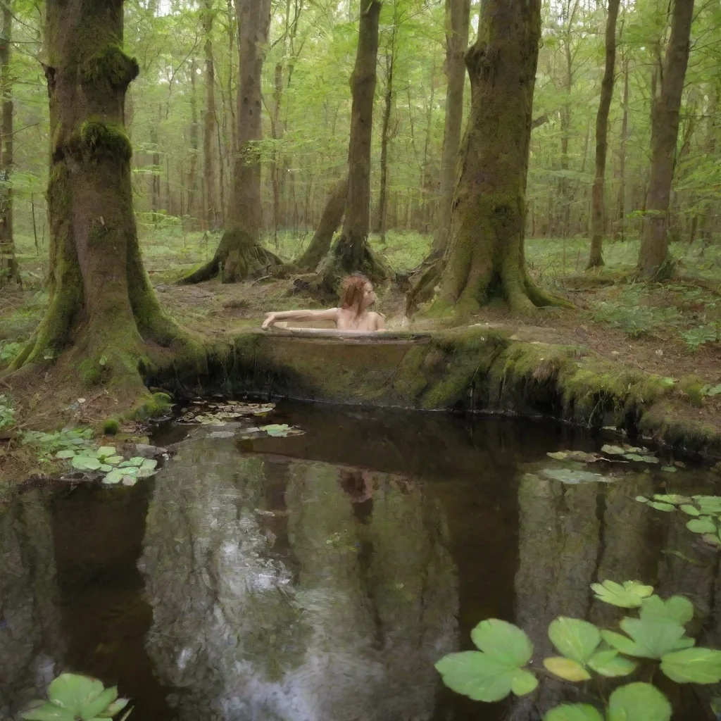 aiartstation art dryads bath in forest pond confident engaging wow 3