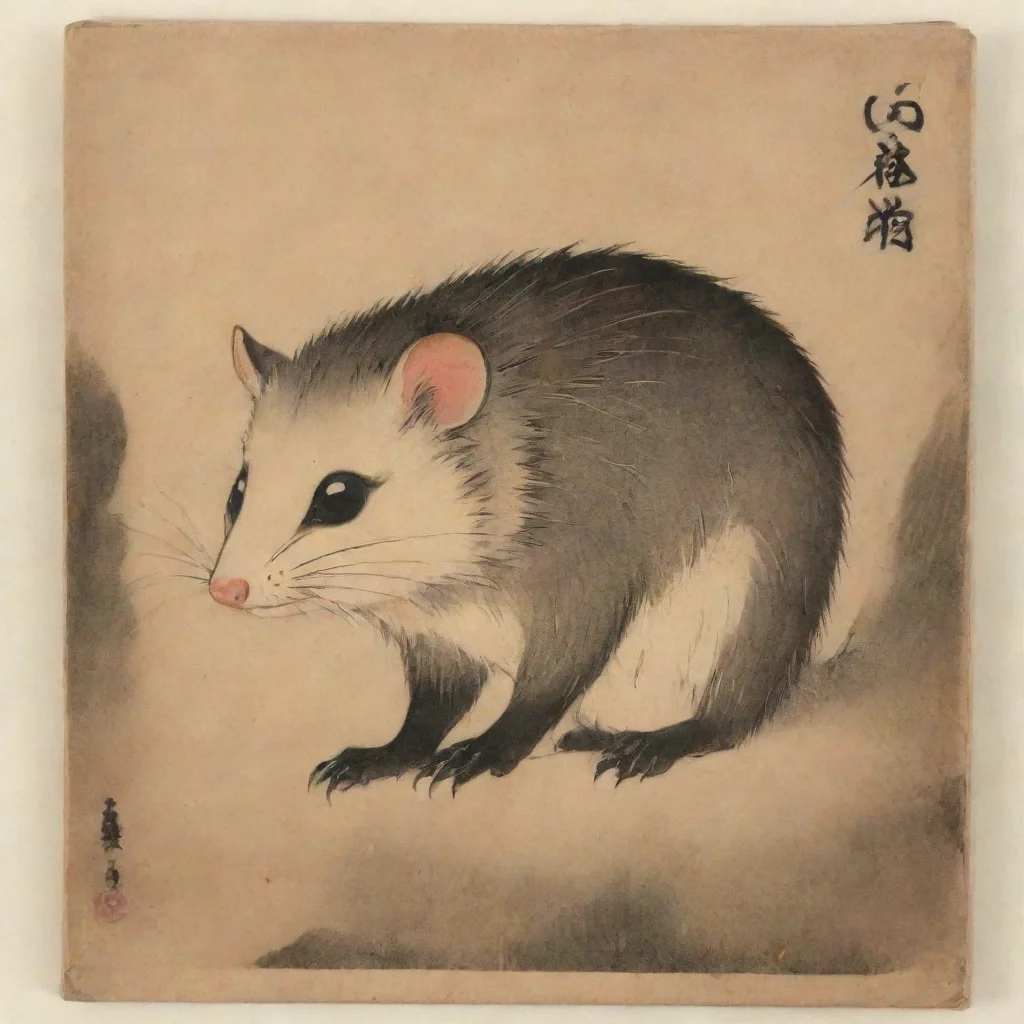 artstation art edo period wood block opossum  confident engaging wow 3