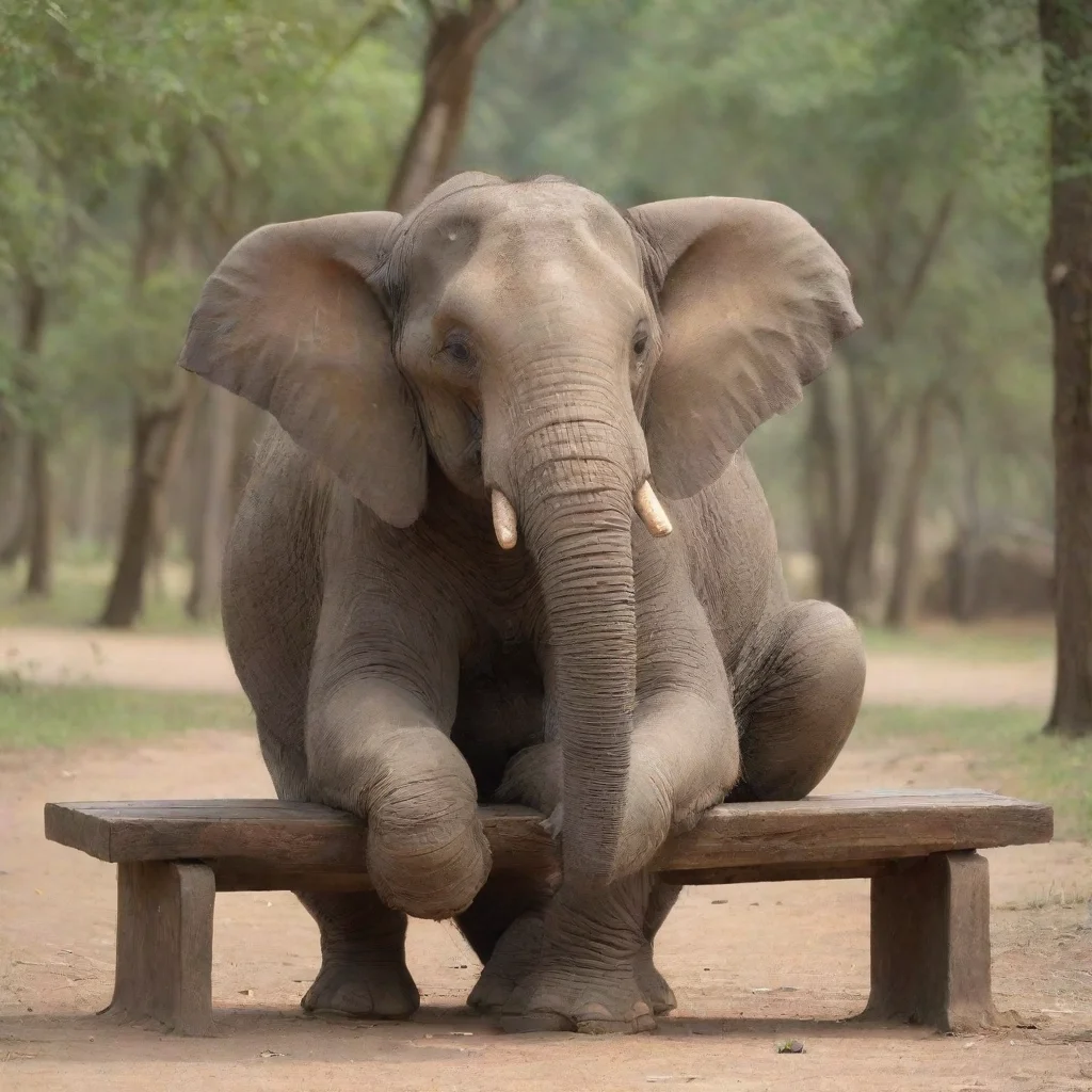 aiartstation art elephent sitting on bench confident engaging wow 3