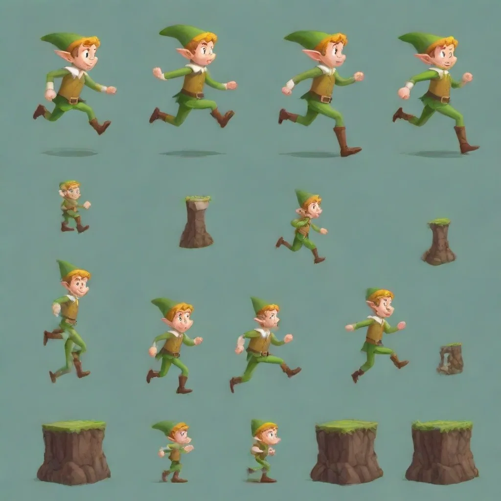 aiartstation art elf boy tileset run jump animation confident engaging wow 3
