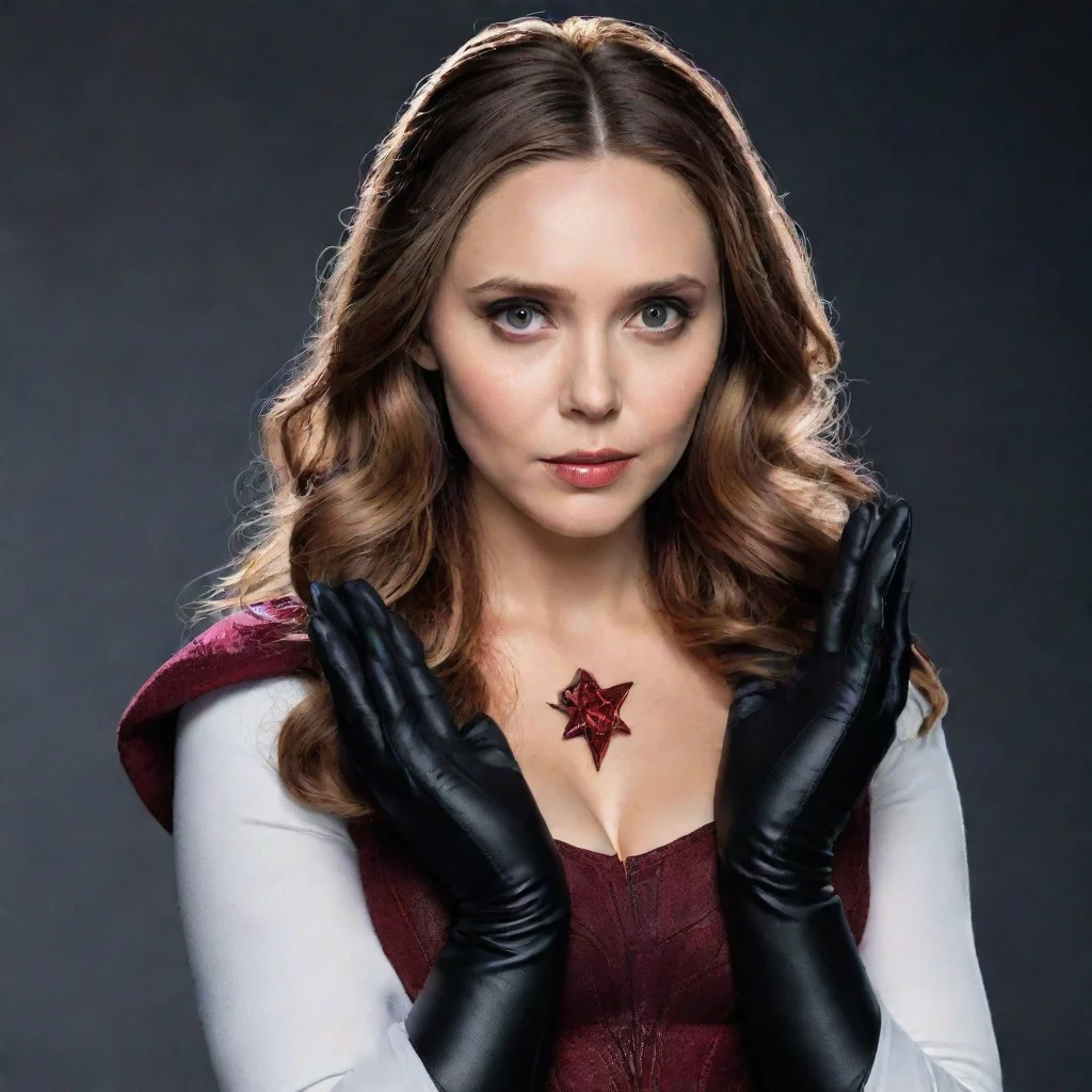 aiartstation art elizabeth olsen as scarlett witch with black gloves confident engaging wow 3