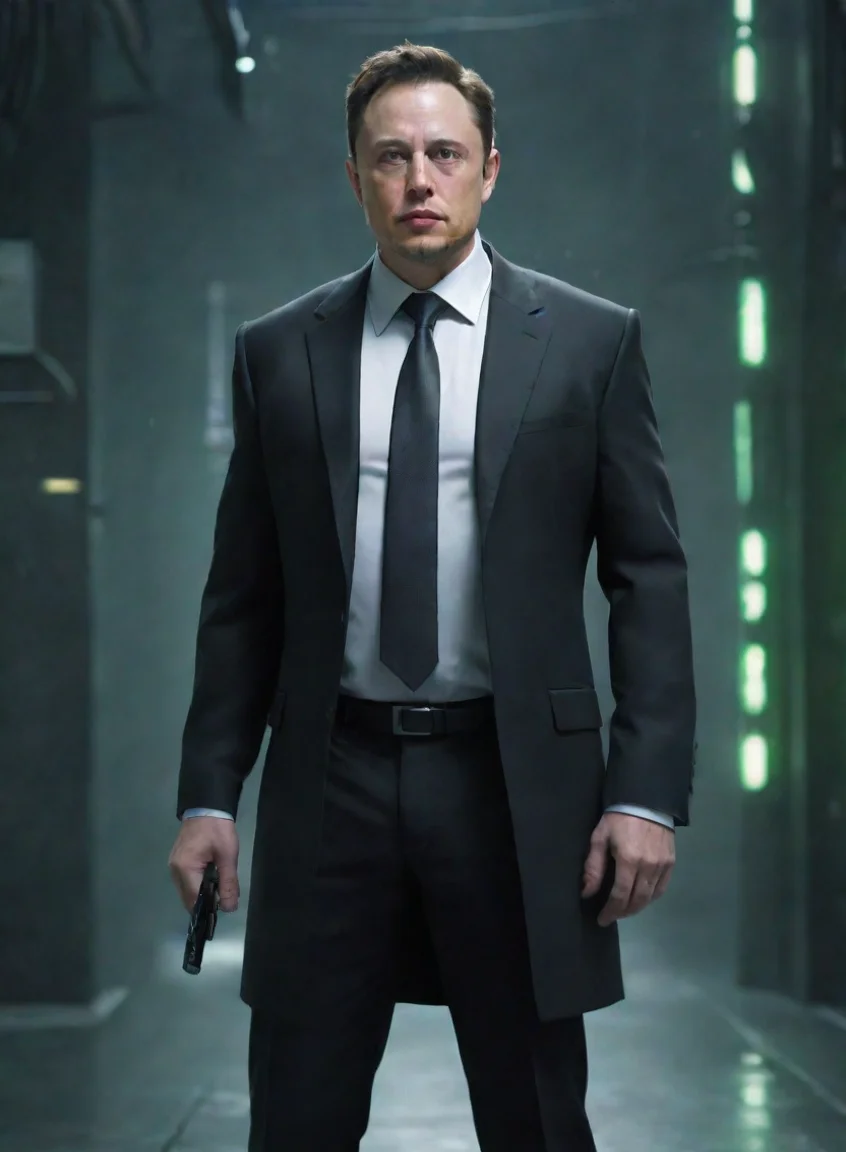aiartstation art elon musk agent in the matrix cool epic cinematic confident engaging wow 3 portrait43