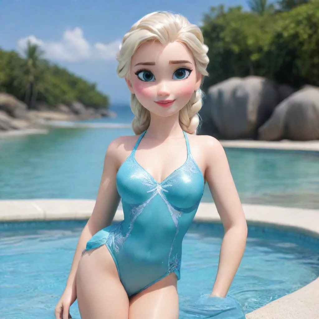 artstation art elsa wearing swimsuit  confident engaging wow 3