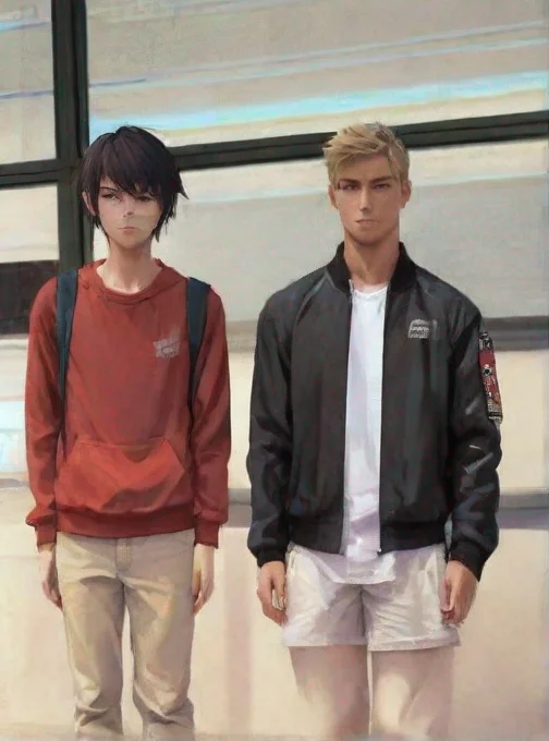 aiartstation art epic anime detailed cartoon realistic styled two friends standing side by side confident engaging wow 3