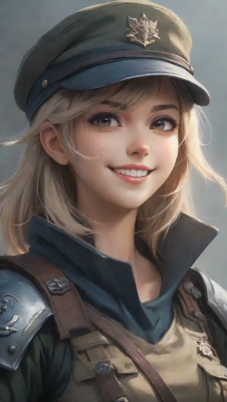aiartstation art epic anime hd soldier smile character poster waist up artstation stunning fantasy art final fantasycore confident engaging wow 3 tall
