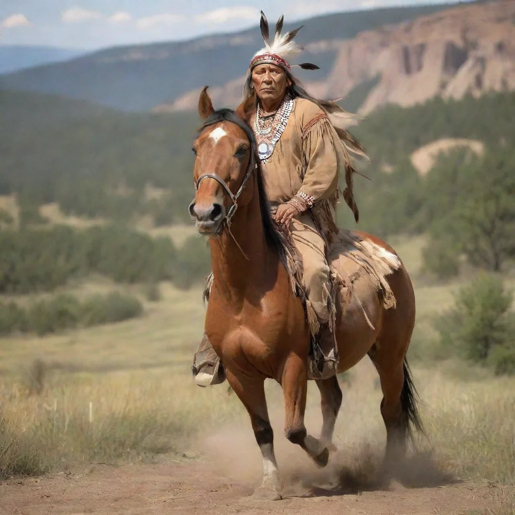 aiartstation art epic horse riding american indian cheif confident engaging wow 3