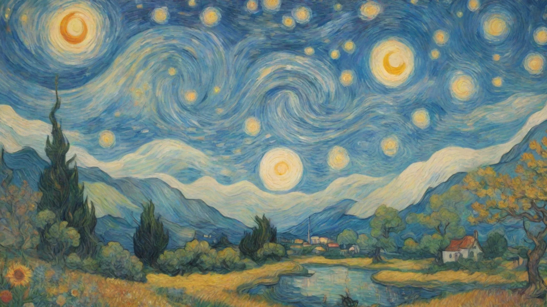 aiartstation art epic lovely artistic ghibli van gogh happyness bliss peace  detailed asthetic confident engaging wow 3 wide