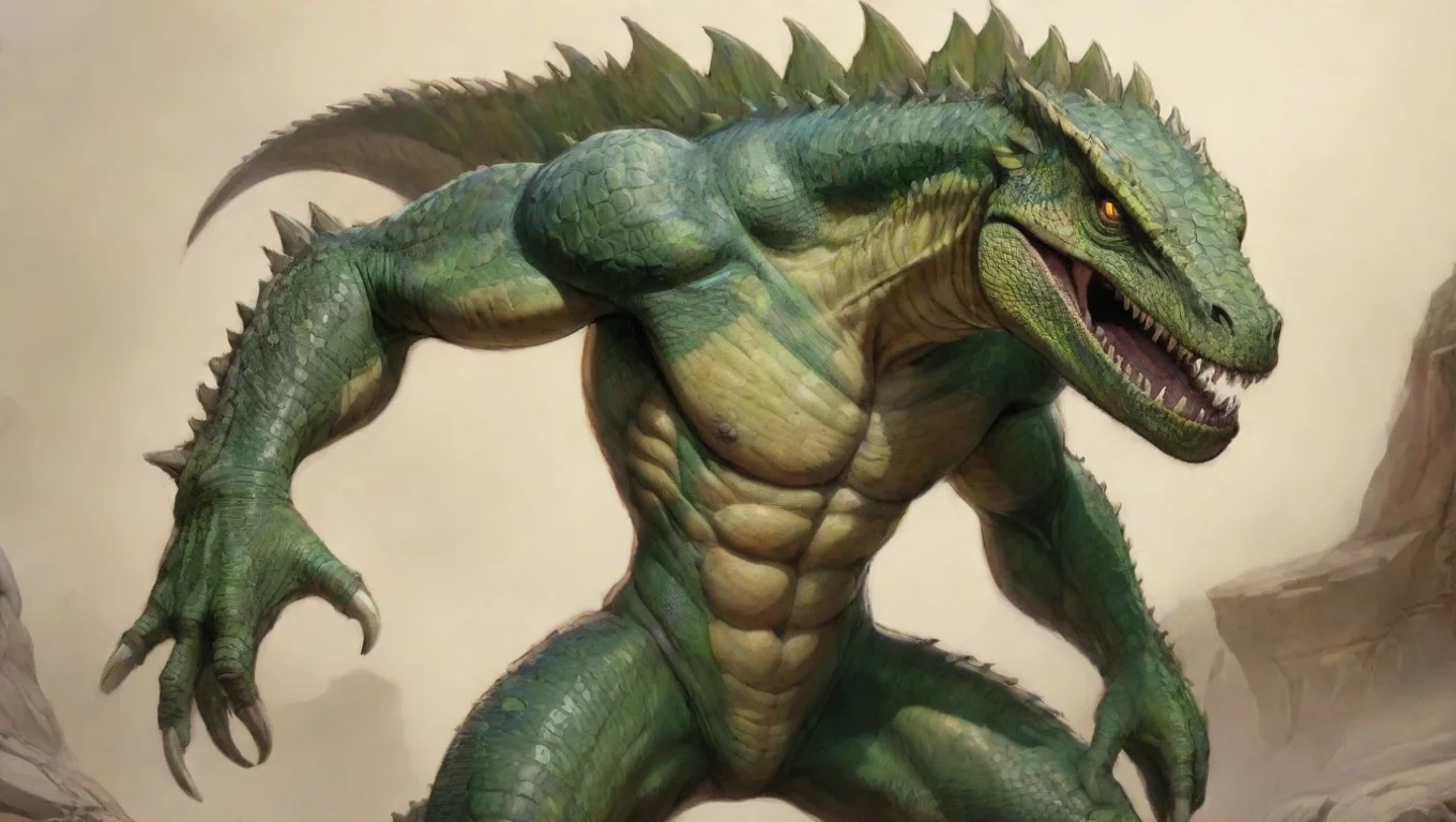 aiartstation art epic real stunning cartoon lizardman extremely powerful confident engaging wow 3 widescreen