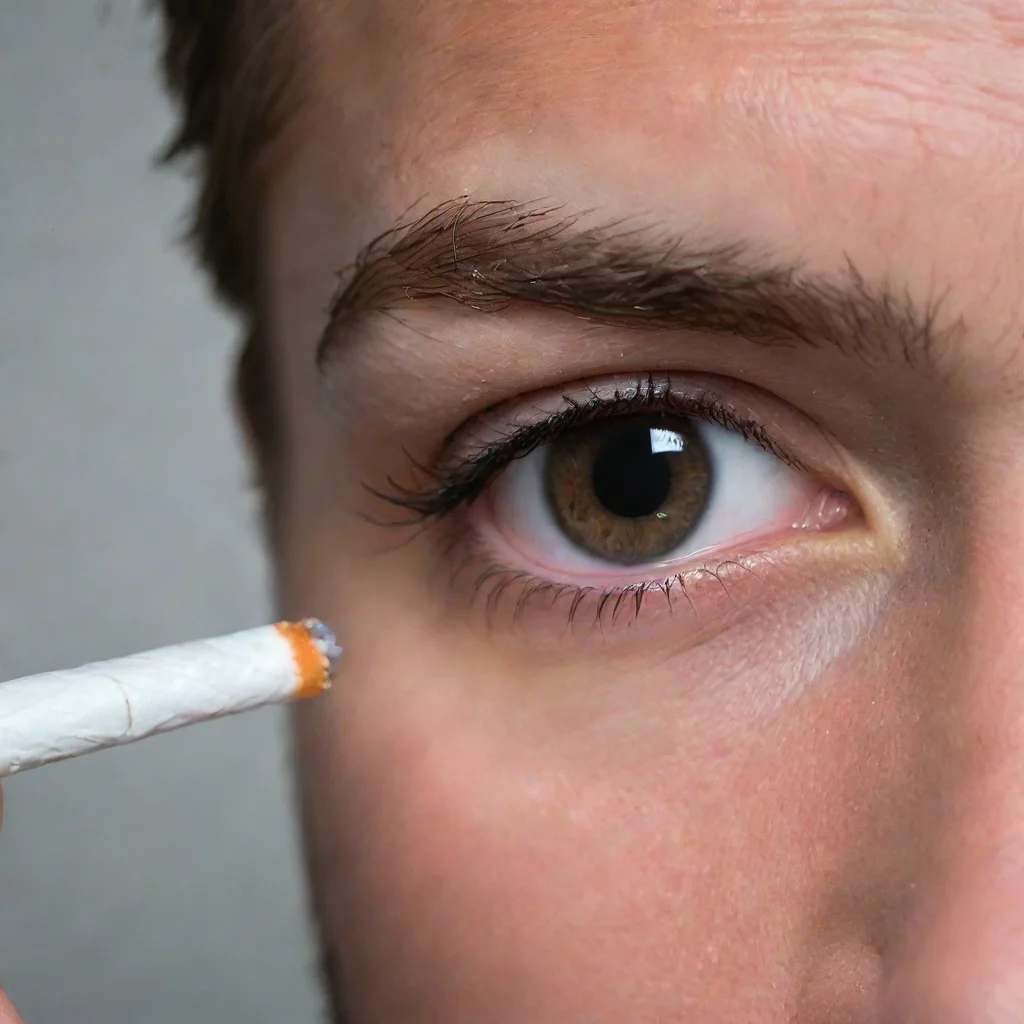 aiartstation art extreme close up of lit cigarette being pushed into forehead confident engaging wow 3