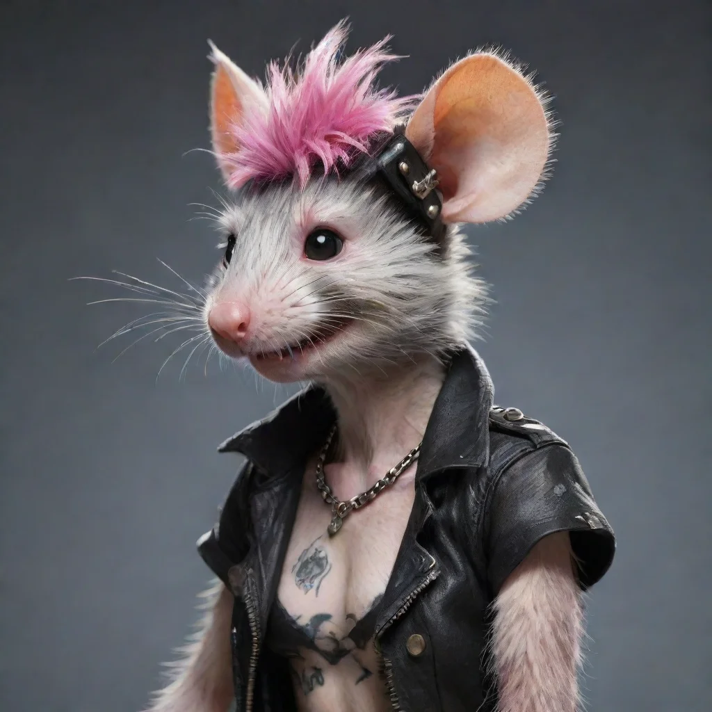 aiartstation art female anthropomorphic furry rat punk confident engaging wow 3