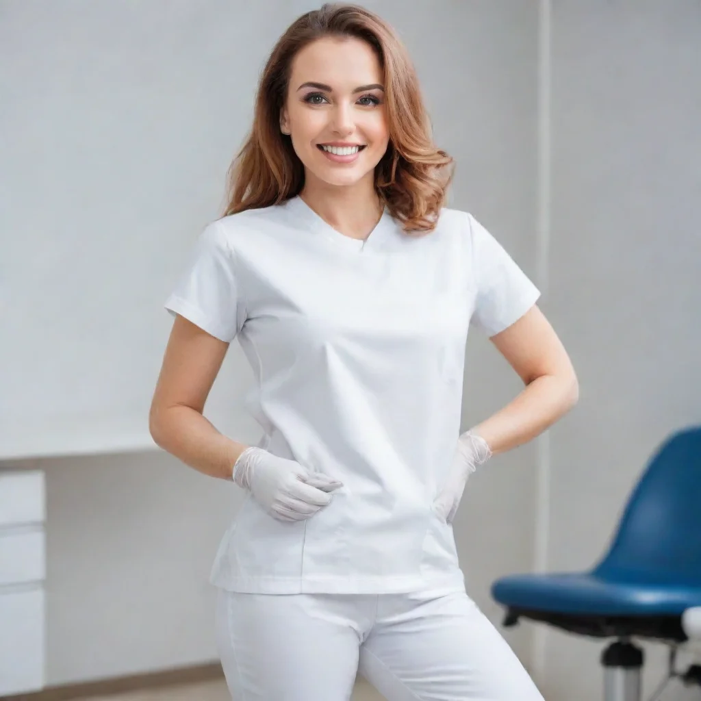 aiartstation art female dentist in white t shirt and white pants in gloves confident engaging wow 3