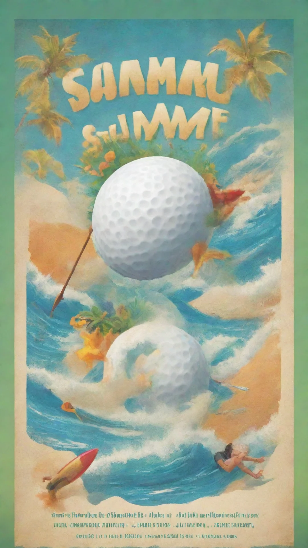aiartstation art flyer for a summer golf camp with a surf theme confident engaging wow 3 hdtall