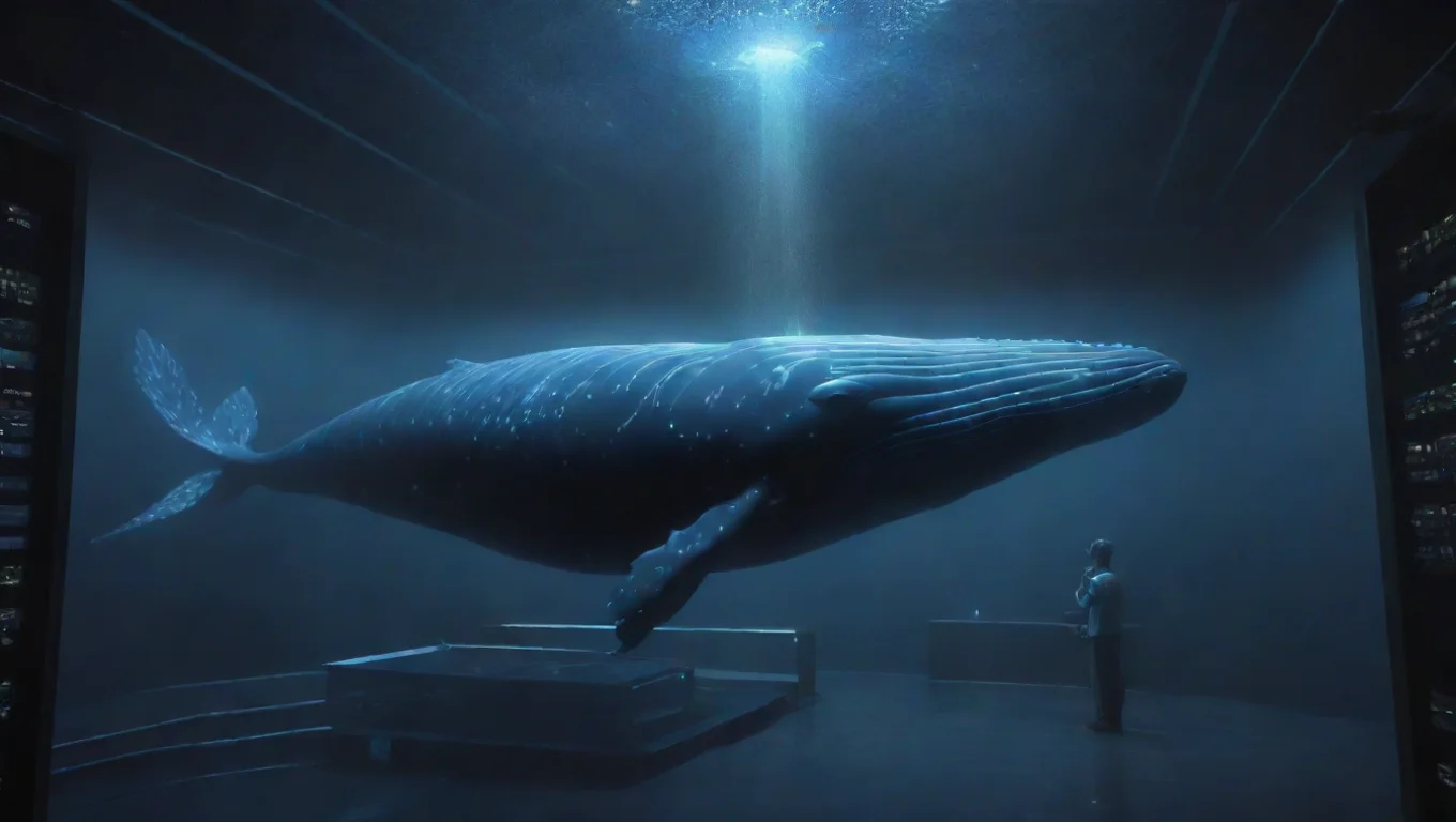 aiartstation art fractal dreamscape whale in data centre suspended in ai tank confident engaging wow 3 widescreen