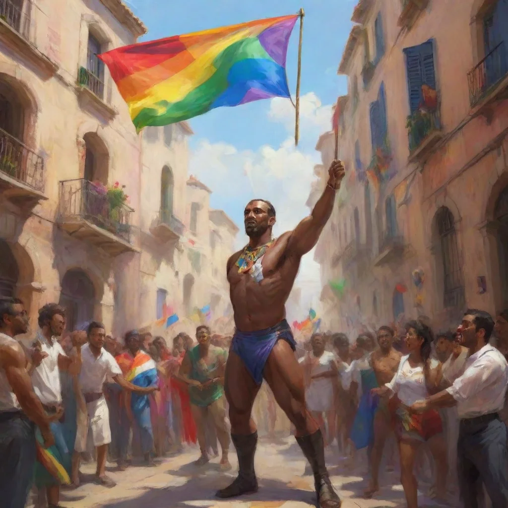 aiartstation art francisco franco bahamonde raising an lgbtq flag confident engaging wow 3