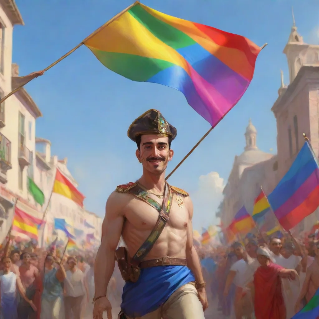 aiartstation art francisco franco bahamonde waving an lgbtq flag confident engaging wow 3