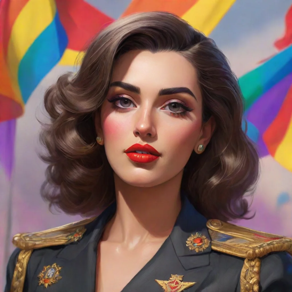 aiartstation art francisco franco bahamonde with lipstick and an lgbt flag in the background confident engaging wow 3
