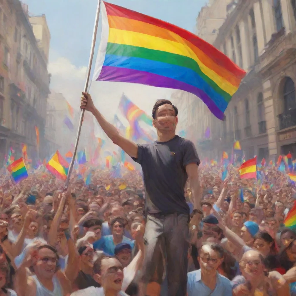 aiartstation art francisco franco raising the lgbtq flag at a pride march confident engaging wow 3